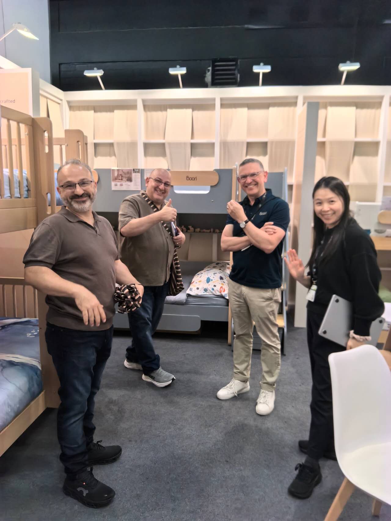 buyers with Boori team at Kind Jugend 2026 Cologne booth wooden bunk bed buyers with Boori team at Kind Jugend 2026 Cologne booth wooden bunk bed